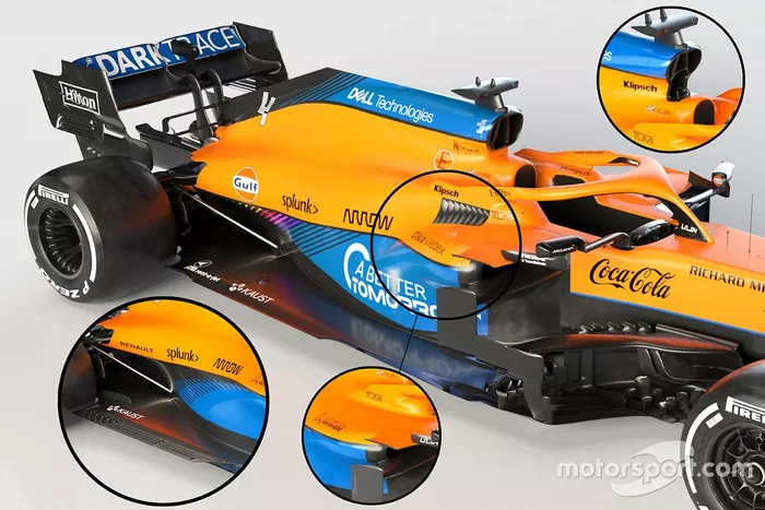 McLaren MCL35M side pods and air box detail