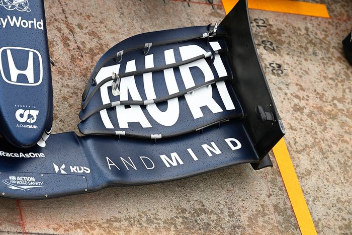 Detalle del alerón delantero del AlphaTauri AT02