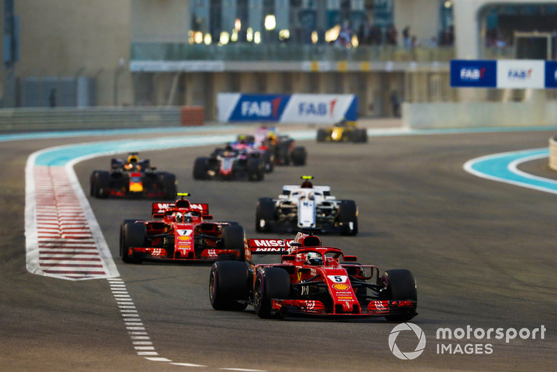 Себастьян Феттель, Ferrari SF71H, Кімі Райкконен, Ferrari SF71H, Шарль Леклер, Sauber C37, Даніель Ріккардо, Red Bull Racing RB14