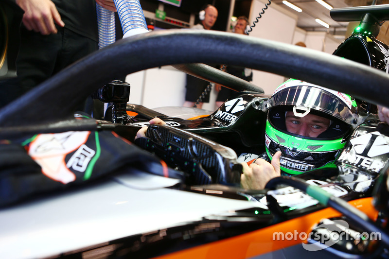 Nico Hulkenberg, Sahara Force India F1 VJM09 met de halo cockpitbescherming