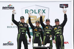 Winners Scott Sharp, Ed Brown, Johannes van Overbeek, Pipo Derani, ESM Racing celebrate