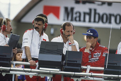 McLaren-Kommandostand: Gordon Murray, Ron Dennis, Ayrton Senna