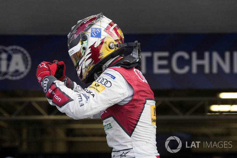 Daniel Abt, Audi Sport ABT Schaeffler, celebrates after winning the race