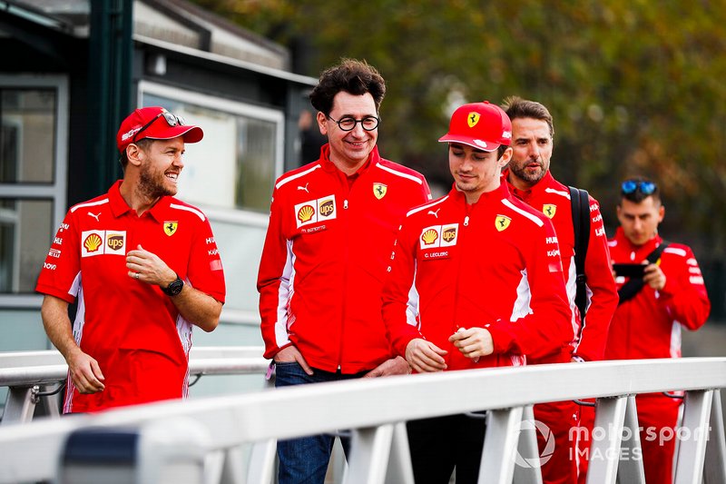 Sebastian Vettel, Ferrari, Mattia Binotto, Charles Leclerc