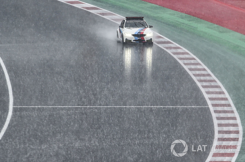 BMW Safety car checking the track during downpour