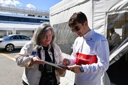 Charles Leclerc, Alfa Romeo Sauber F1 Team signs autographs for his fans