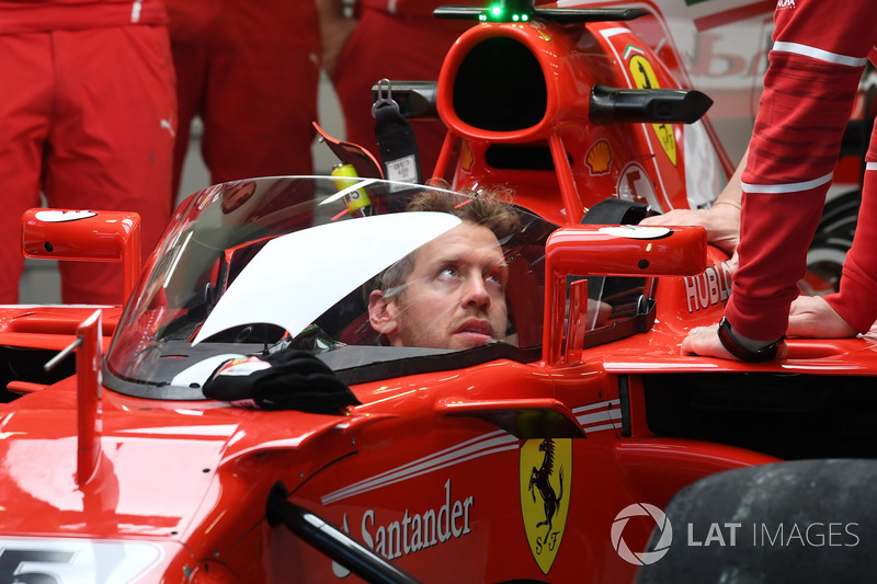 Sebastian Vettel, Ferrari SF70-H, avec le Bouclier