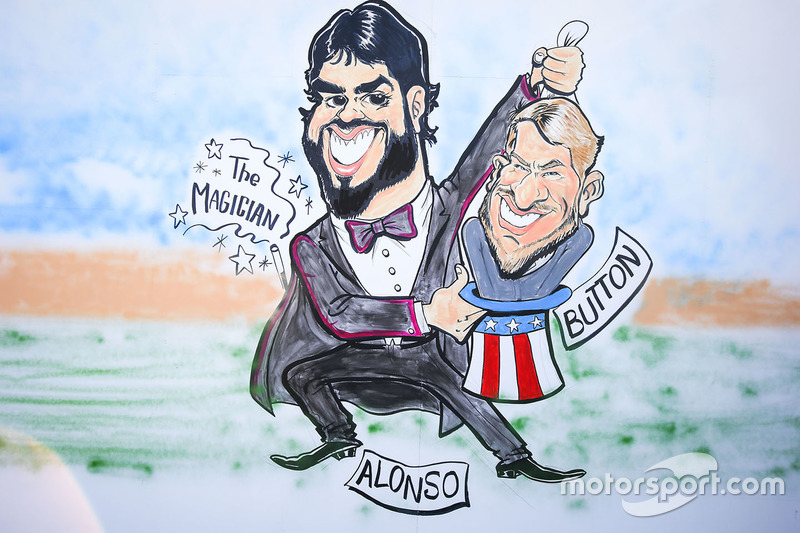 Gran Premio de España: una caricatura sobre Alonso y Button.