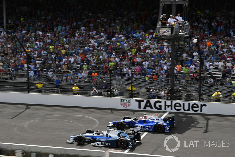 Max Chilton, Chip Ganassi Racing Honda, Takuma Sato, Andretti Autosport Honda