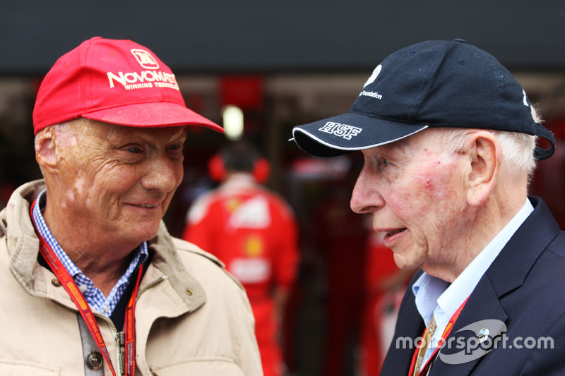 (L to R): Niki Lauda, Mercedes Non-Executive Chairman with John Surtees