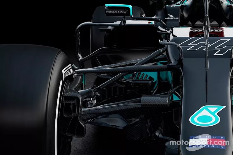 Detalle de la suspensión trasera del Mercedes AMG F1 W12