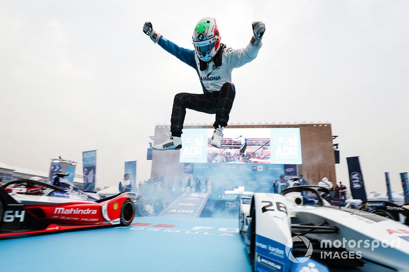 Antonio Felix da Costa, BMW I Andretti Motorsports leaps off his car in celebration of his victory