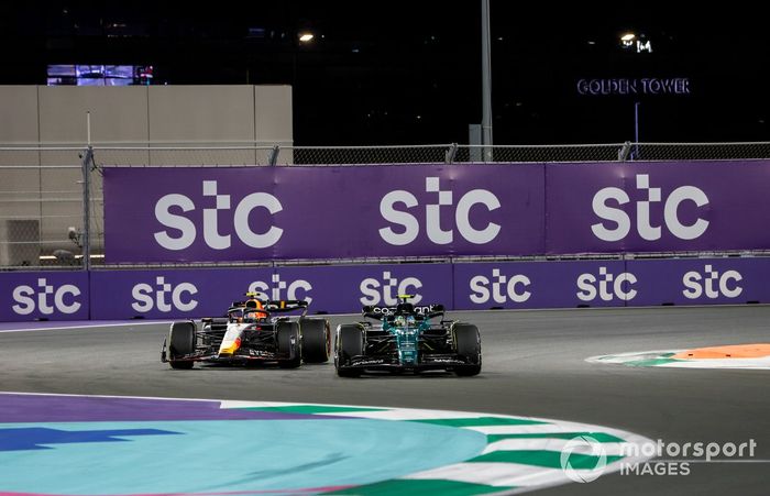 Fernando Alonso, Aston Martin AMR23, Sergio Pérez, Red Bull Racing RB19