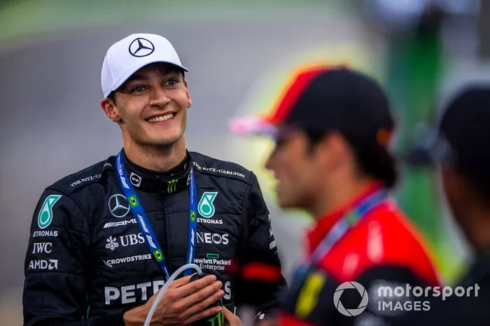 George Russell, Mercedes AMG, 1° posizione, dopo la gara sprint