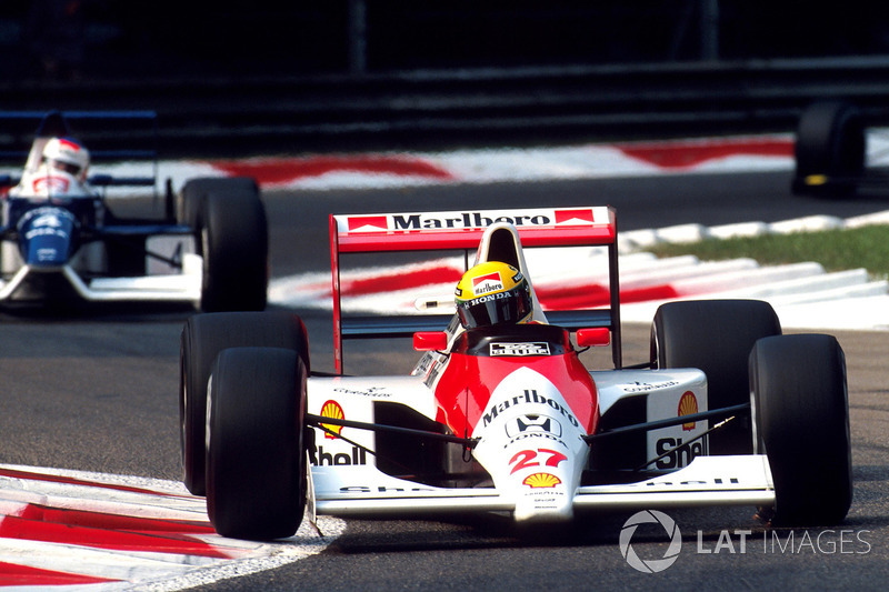 Ayrton Senna, McLaren MP4/5B; Jean Alesi, Tyrrell 019