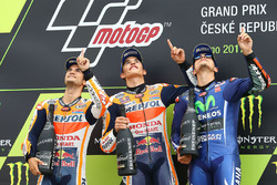 Podium: Race winner Marc Marquez, Repsol Honda Team, second place Dani Pedrosa, Repsol Honda Team, third place Maverick Viñales, Yamaha Factory Racing