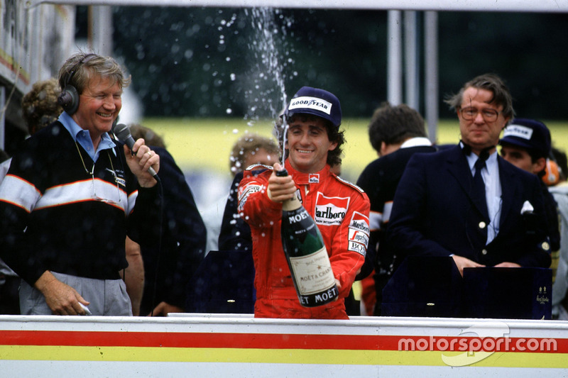 Alain Prost celebrates