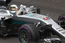 Race winner Lewis Hamilton, Mercedes AMG F1 W07 Hybrid celebrates in parc ferme