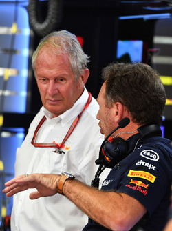 Dr Helmut Marko, Red Bull Motorsport Consultant and Christian Horner, Red Bull Racing Team Principal