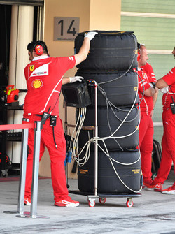 Ferrari engineers and Pirelli tyres