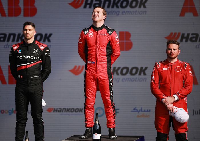 Race winner Nick Cassidy, Citroen Racing, Edoardo Mortara, Mahindra Racing, Oliver Rowland, Nissan Formula E Team