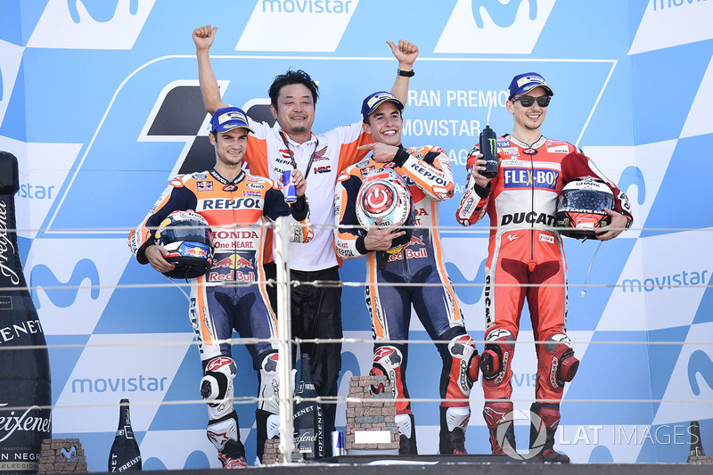 Podium: 1. Marc Marquez, Repsol Honda Team; 2. Dani Pedrosa, Repsol Honda Team; 3. Jorge Lorenzo, Du