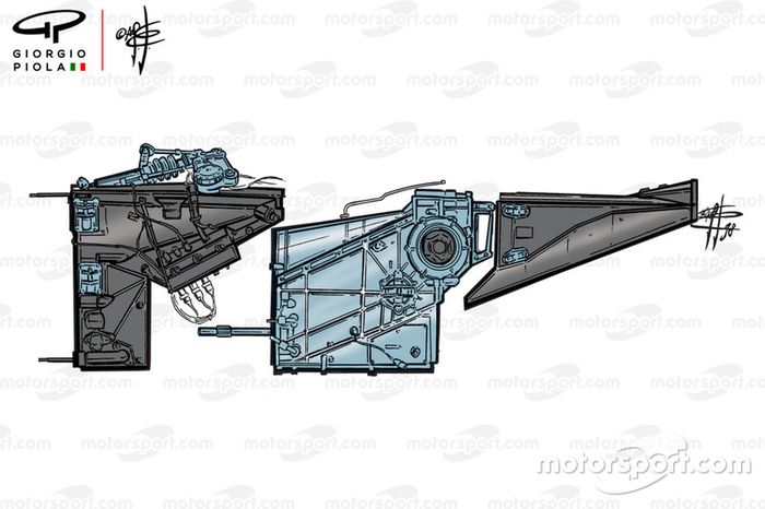 Conjunto de caja de cambios y tanque de combustible del Ferrari F300 (649) 1998