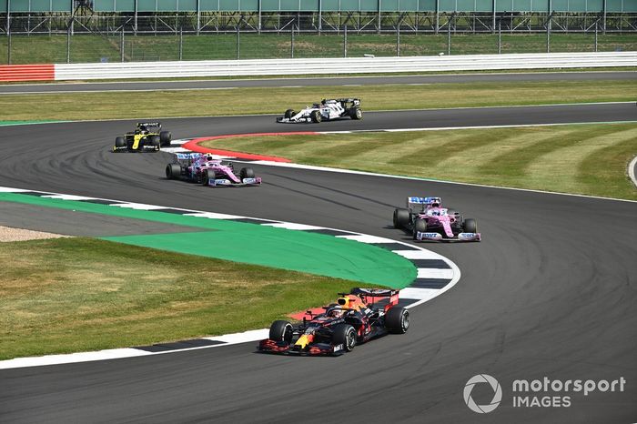 Max Verstappen, Red Bull Racing RB16, Nico Hulkenberg, Racing Point RP20, Lance Stroll, Racing Point RP20, y Daniel Ricciardo, Renault F1 Team R.S.20