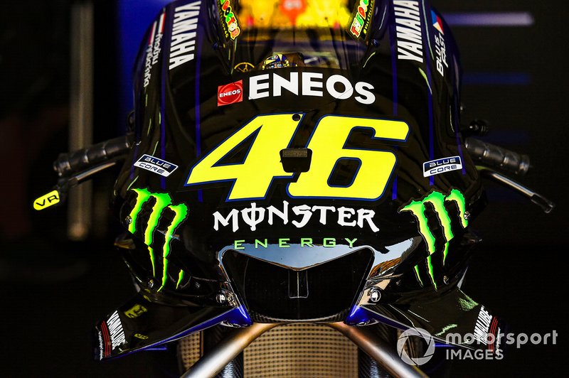 Dettaglio della moto di Valentino Rossi, Yamaha Factory Racing