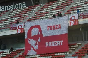 Une banderole de soutien pour Robert Kubica, Williams Racing. 