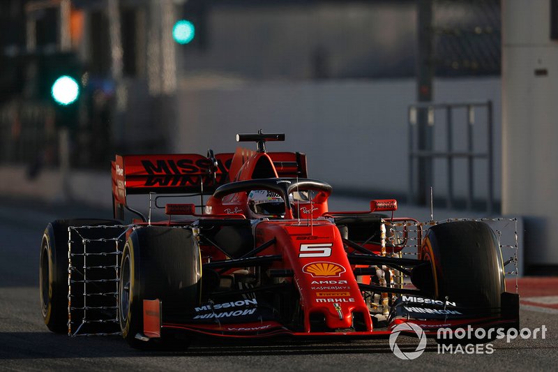 Sebastian Vettel, Ferrari SF90, con sensori aerodinamici