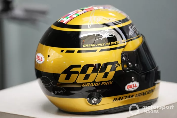 A 600th Grand Prix celebration helmet