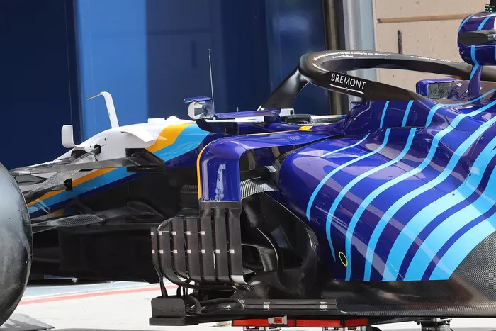 Detalle de los sidepods del Williams FW43B 
