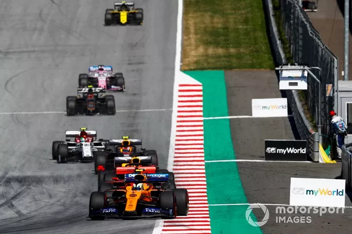 Lando Norris, McLaren MCL34, Sebastian Vettel, Ferrari SF90, Max Verstappen, Red Bull Racing RB15, Pierre Gasly, Red Bull Racing RB15, Antonio Giovinazzi, Alfa Romeo Racing C38