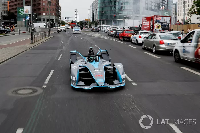Formula 1 World Champion, Nico Rosberg, drives the Formula E Gen2 car around the streets of Berlin