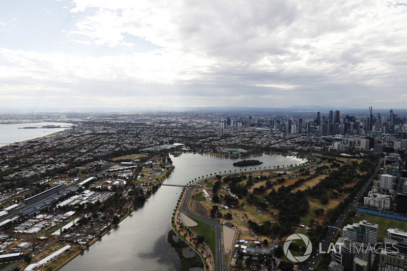 An aerial view of the Albert Park circuit