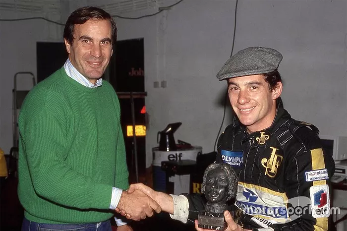 Senna e o jornalista Giorgio Piola