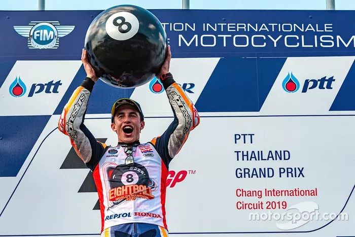 Márquez se convirtió en el sexto piloto de la historia en ganar ocho títulos en todas las categorías del Campeonato Mundial de Motociclismo. Anteriormente, Carlo Ubbiali (9), Mike Hailwood (9), Valentino Rossi (9), Angel Nieto (13) y Giacomo Agostini (15) triunfaron tanto como él.