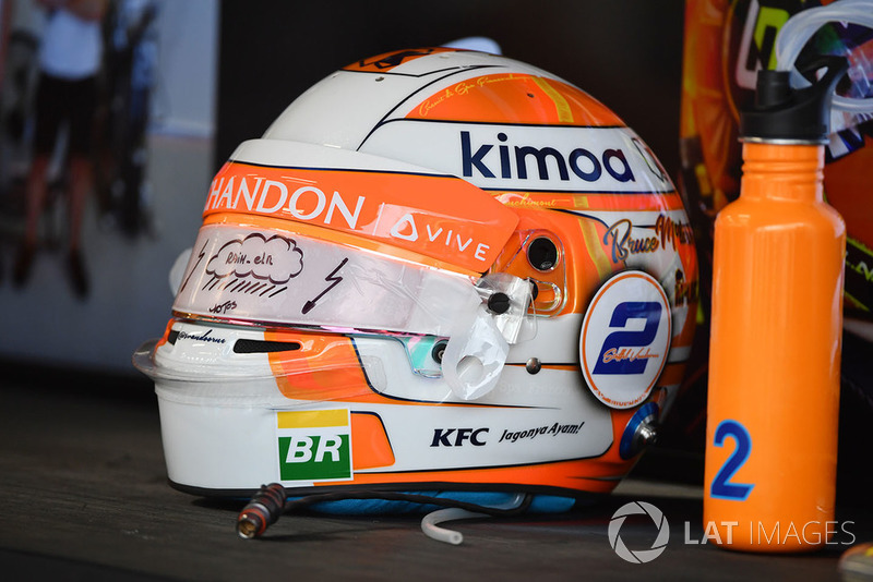 The helmet of Stoffel Vandoorne, McLaren