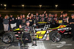 #2 Doug Coby, Mayhew Tools / AJ Romano Construction Chevrolet, celebrates in victory lane
