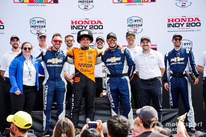 Patricio O'Ward, Arrow McLaren Chevrolet, podio, equipo, ingenieros Chevrolet Ilmor