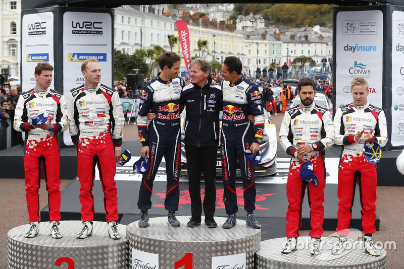 Podio: Ganadores, Sébastien Ogier, Julien Ingrassia, M-Sport Ford WRT Ford Fiesta WRC, segundos, Jari-Matti Latvala, Miikka Anttila, Toyota Gazoo Racing WRT Toyota Yaris WRC, terceros, Esapekka Lappi, Janne Ferm, Toyota Gazoo Racing WRT Toyota Yaris WRC with Malcolm Wilson, Team principal M-Sport