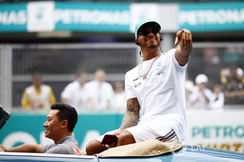 Lewis Hamilton, Mercedes AMG F1, in the drivers parade