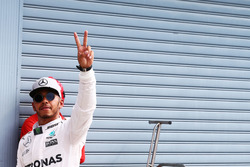 Lewis Hamilton, Mercedes AMG F1 celebrates his pole position in parc ferme