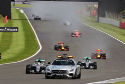 Lewis Hamilton, Mercedes AMG F1 W07 Hybrid leads behind the FIA Safety Car