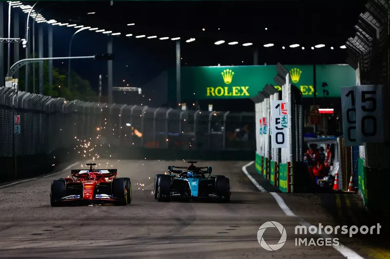 Charles Leclerc, Ferrari SF-24, George Russell, Mercedes F1 W15
