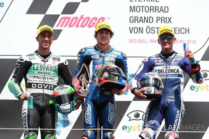 Podio: Enea Bastianini, Leopard Racing, Marco Bezzecchi, Prustel GP, Jorge Martin, Del Conca Gresini Racing Moto3