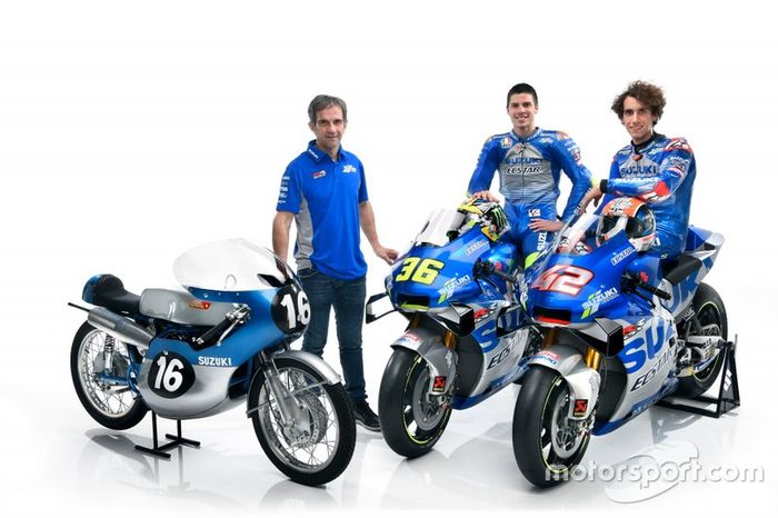 Joan Mir, Alex Rins, Team Suzuki MotoGP and Davide Brivio, Team manager Team Suzuki MotoGP