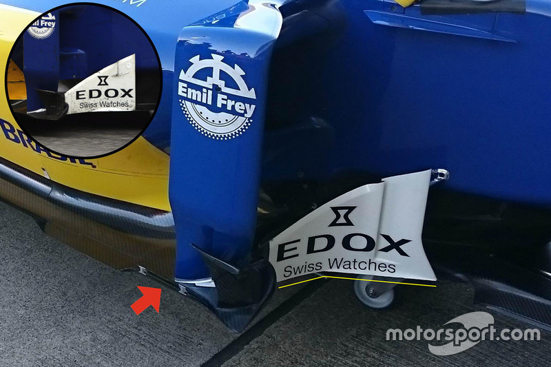 Sauber C35 bargeboards y detalle del suelo