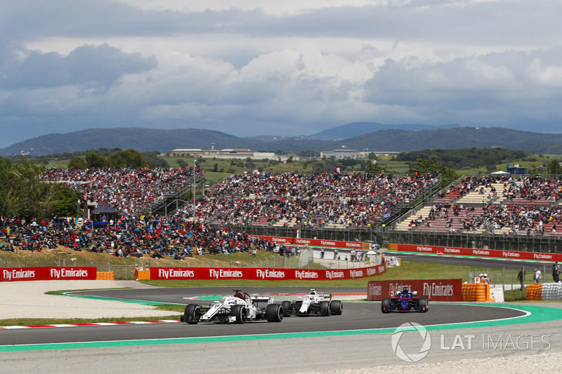 Marcus Ericsson, Sauber C37, Sergey Sirotkin, Williams FW41 and Brendon Hartley, Toro Rosso STR13